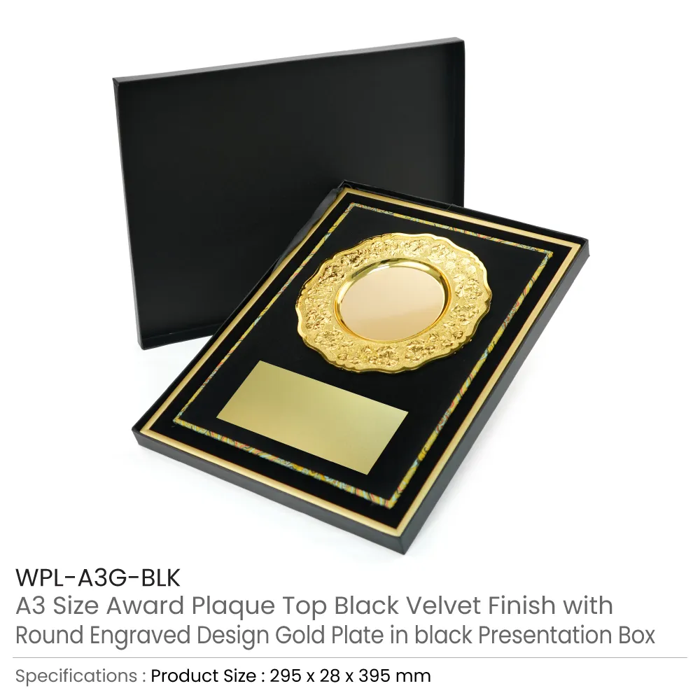 Award-Plaque-with-Gold-Plate-WPL-A3G-BLK-Details.webp