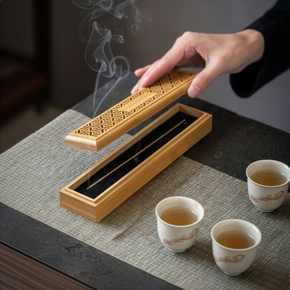 Wooden-Incense-Burner-Holder-with-Drawer-Includes-10-Pcs-Oud-Sticks-ICB2-Sample.webp